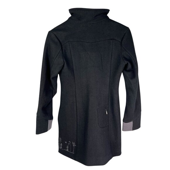 IBEX Women's Black Wool Embroidered Full Zip Coat XS - Picture 7 of 7